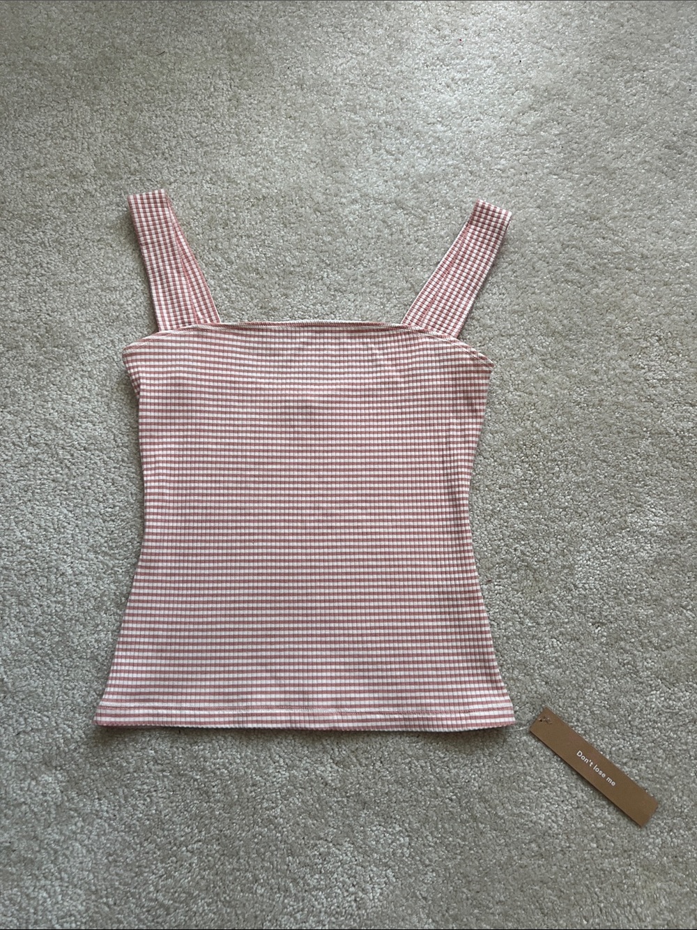 Reformation Light Pink Stripe Square-Neck Camisole